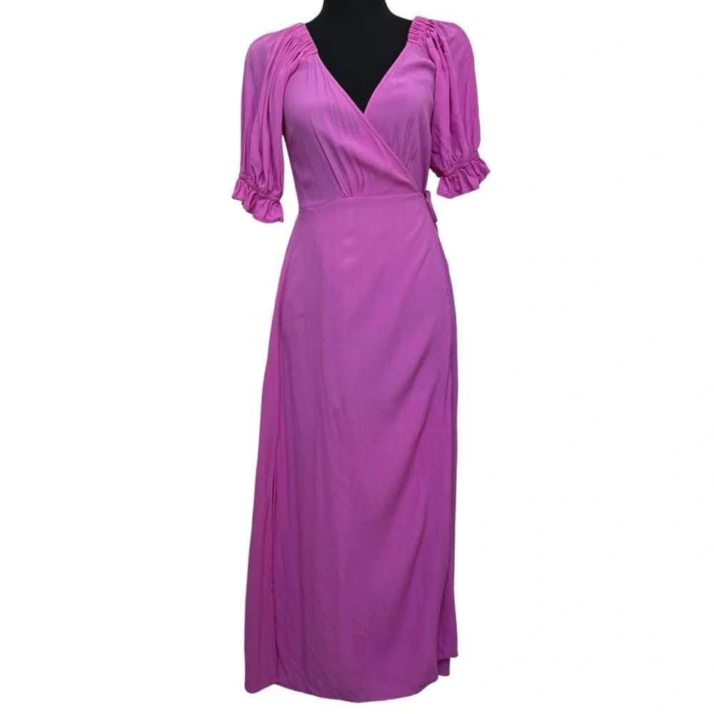 Lilyful Cottagecore Wrapped Dress Fuchsia‎ Size Small